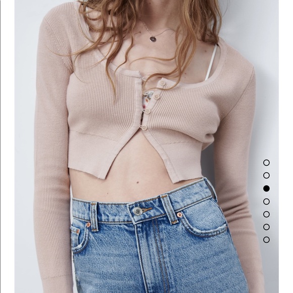 Zara crop knit cardigan small NWT beige nude - Picture 4 of 6